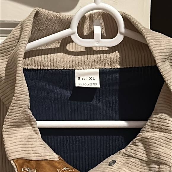NWT Corduroy Colorblock Pullover Top Beige & Blue With Brown Accents Size XL - Picture 7 of 10